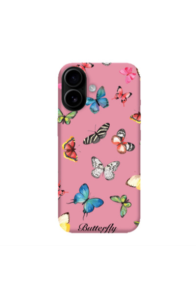 Other Apple Iphone 16 plus Butterfly Mix Pink Colored Silicone TPU Θήκη