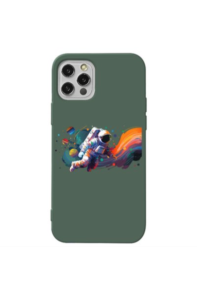 Other Apple iPhone 13 Pro Rainbow Space Dark Green Colored Silicone TPU Θήκη