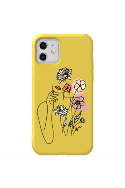 Other Apple iPhone 11 Lady with Flowers Yellow Colored Silicone TPU Θήκη