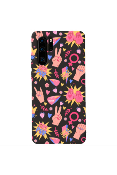 Other Huawei P30 Pro Grl Pwr 2 Black Colored Silicone TPU Θήκη
