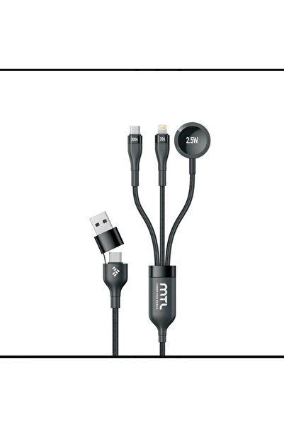 peltech 5in2 Hızlı Şarj Kablosu 100W PD Type-C Lightning Watch İle Uyumlu USB ve Type-C