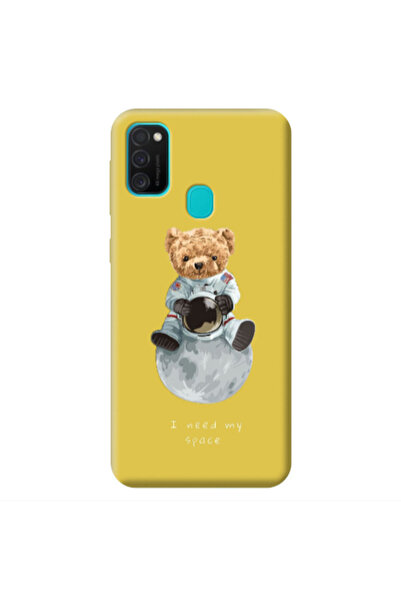 Other Samsung M21 Bear in space Yellow Colored Silicone TPU Θήκη