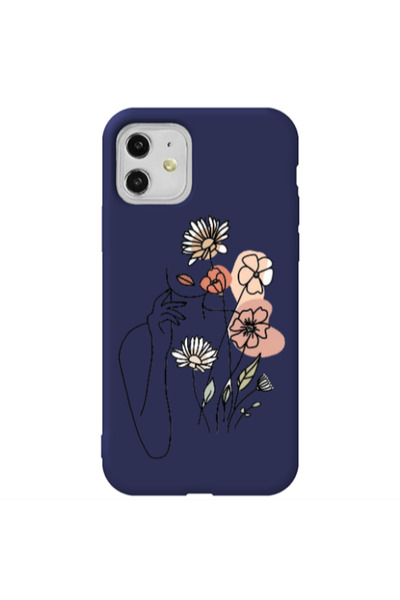 Other Apple iPhone 11 Lady with Flowers Dark blue Colored Silicone TPU Θήκη