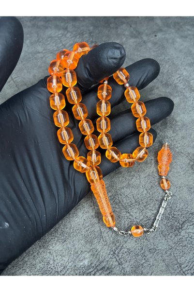 Mos Tespih İmamesi Embroidered High End Powder Amber Prayer Beads