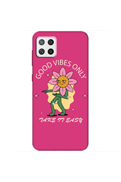Other Samsung A22 5G Good Vibes Only Fuchsia Colored Silicone TPU Θήκη