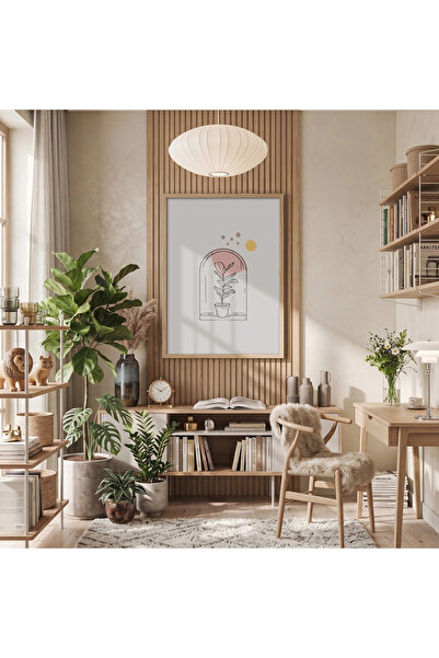 KOLAJTASARIM Tablou cu cadru din lemn natural, cu design minimalist cu arce, ...