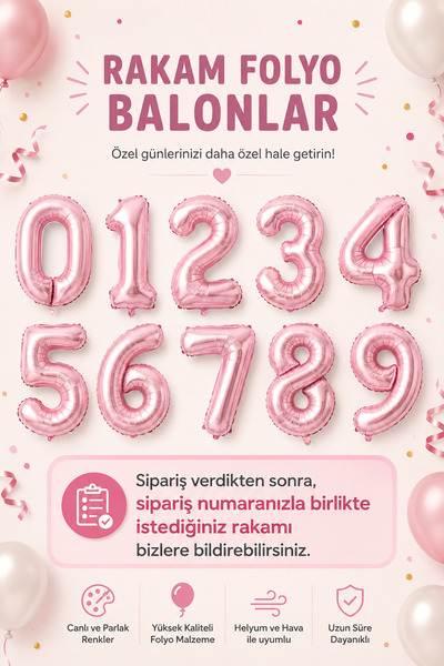 Doğasüs 76 cm Rakam Folyo Balon Büyük Boy Yaş Balonu