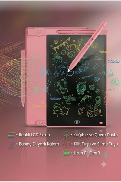 Vothoon 20 Inc Renkli Lcd Grafik Dijital Kalemli Çizim Tableti Yazı Tahta Not Yazma Eğitim Tableti