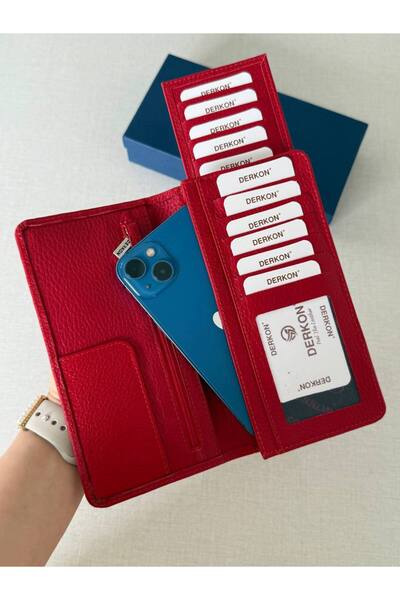 DERKON Mikam Model Card Holder Detailed Genuine Leather Wallet