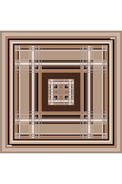 Levidor Dark Mink Plaid Pattern Twill Silk Scarf