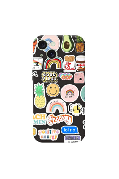 Other Apple iPhone 15 Good vibes Black Colored Silicone TPU Θήκη