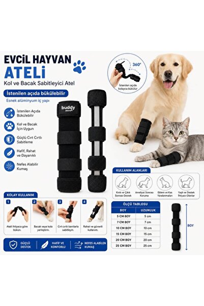Buddy Store Evcil Hayvan Ateli – Ayarlanabilir Kol ve Bacak Sabitleyici Deste...