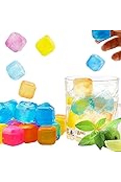 Generic Reusable Ice Cubes for Drinks Square Plastic Ice Cubes 20 Pack Freeze...