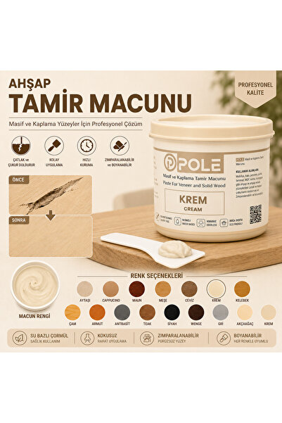 POLE Ahşap Tamir Macunu Su Bazlı Çatlak Dolgu Macunu Mobilya MDF Kapı Parke D...