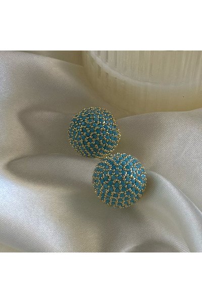 Leora Atelier Firuze Taşlı Dome Model Top Küpe