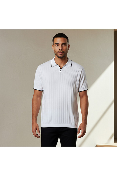 FAV Men Short Sleeves Ribbed Polo T-shirt