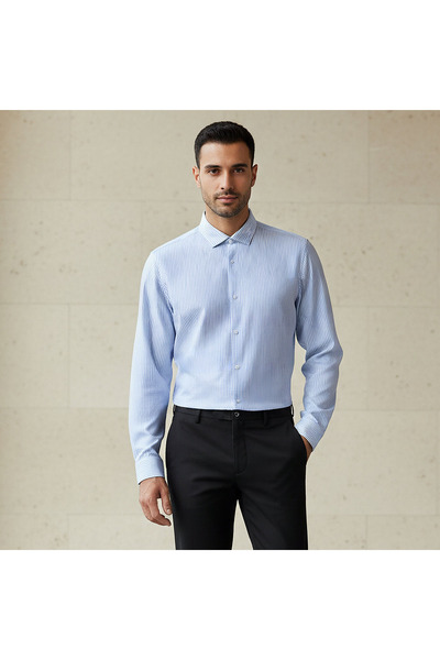 FAV Men Slim Fit Collared Striped Long Sleeves Shirt