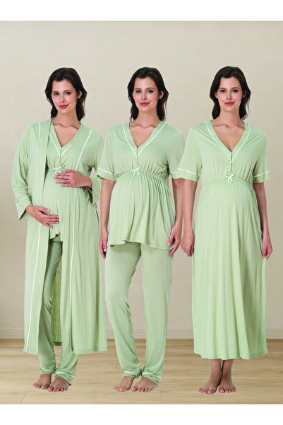 by İGP Pajama and Nightgown Set for Pregnant Women with Dressing Gown, Cotton...
