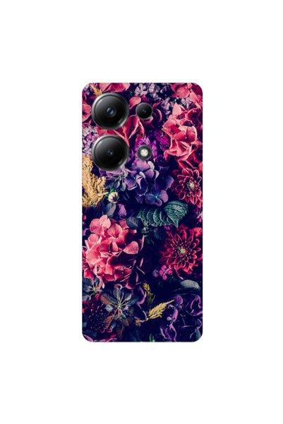 Other Xiaomi Poco M6 Pro 4G Purple and pink flowers Transparent Silicone TPU ...