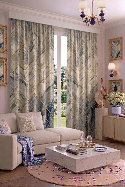 EFSANE PET Modern Vintage Patterned Background Curtain 100 X 250 cm 1 Panel D...