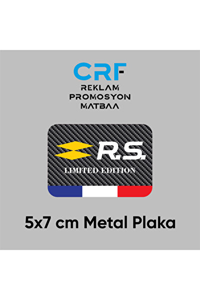 CRF Renault RS Logolu Limited Edition Metal Plaka Karbon Fiber Desenli 5x7 cm...
