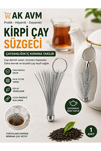 Paslanmaz Çelik Çay Süzgeci Demlik Ucu İnce Filtre Kirpi Çay Süzgeci 1 Adet