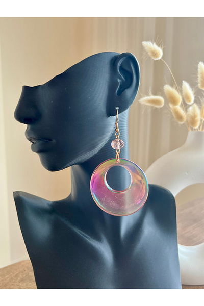 Büyük Hanım Pink Transparent Acrylic Style Earrings