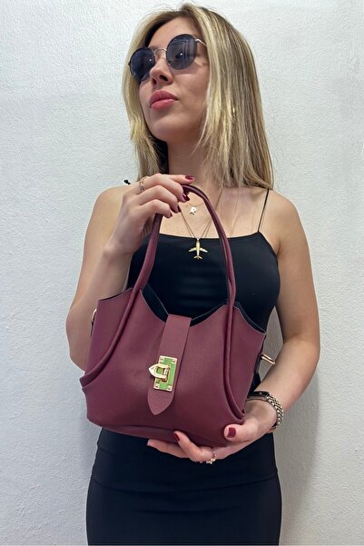 MAİSONRC Women's Gold Buckle Shoulder Bag Daily Use Stylish Mini Handbag