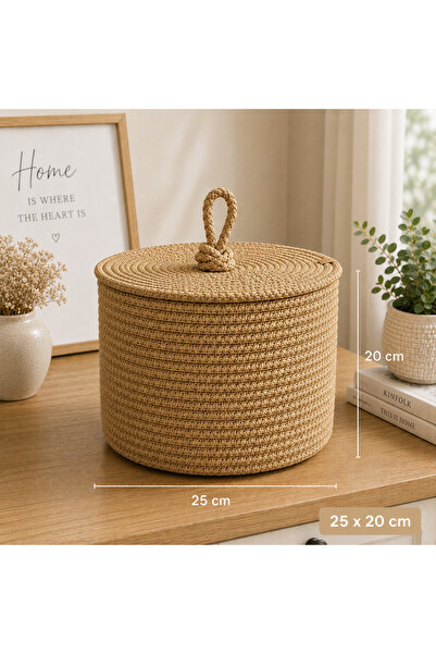 ÖRGÜM Sepet 25x20 Cm Hasır Görünümlü Kapaklı Düzenleyici Organizer