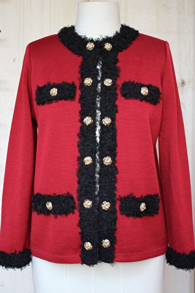 trikobis Crocheted Bantles Gold Button Detail Special Design Wool Knitwear Ca...
