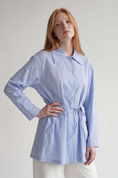 Levidor Blue Waist Pocket Rope Detailed Shirt