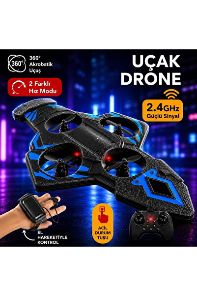 Yenimiyeni LED Işıklı El Hareketi Kontrollü Mini Drone Takla Özellikli Uçuş T...