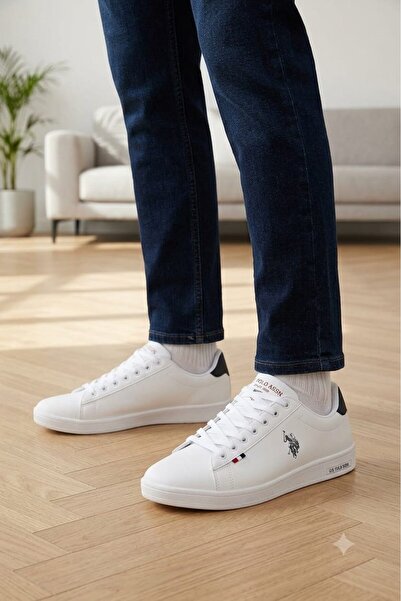 U.S. Polo Assn. أحذية رياضية بيضاء للرجال عارضة