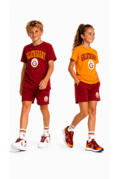 Galatasaray Lisanslı Çocuk 2'li Şortlu Takım Seti - Unisex Tişört & Şort