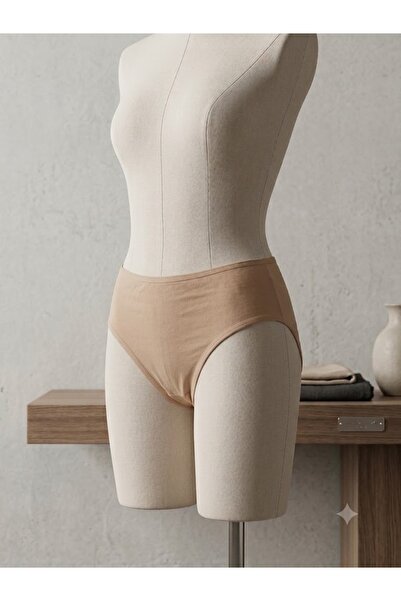 Feyece High Waist Women's Panties Beige