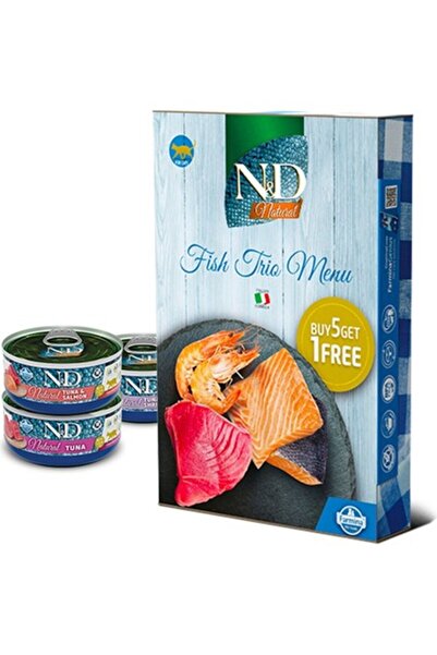 N&D ND Balıklı Trio Menü Süper Premium Kedi Konserve Yaş Maması 6X70GR Balık ...