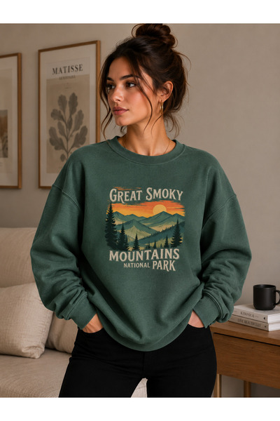 caddekombin Unisex Great Smoky Mountains National Park Printed Crew Neck Swea...