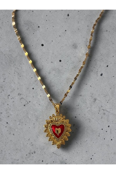 Hoop jewelery Heart Necklace with 45-cm Steel Chain
