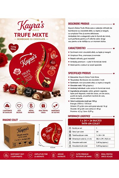 BISCUIT KAYRA BOMBOANE CIOCOLATA /MIXT CT.INIMA 100GR (1X24=24BUC)