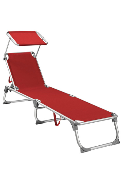 SONGMICS Șezlong pliabil cu parasolar, spătar reglabil, aluminiu, 150 kg, 55x...