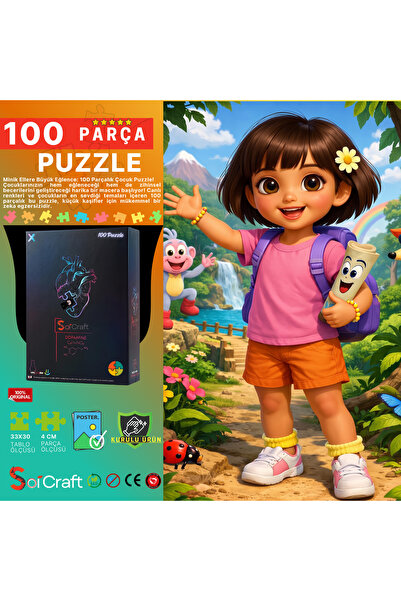 Soi Craft 100 Parça Puzzle Dora, Bot ve Kurnaz Tilki #7025