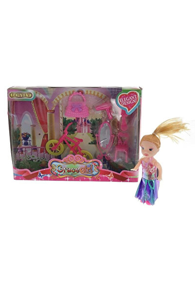 adar Păpușă mini de 9cm cu bicicletă și toaletă – set pentru copii 3+