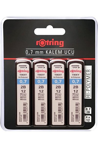 Rotring Tikky Hi-Polymer Mekanik Kurşun Kalem Ucu, 0,7mm, 2b, 4'lü Blister