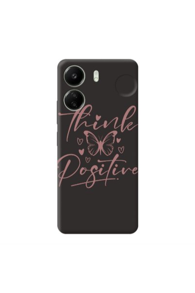 Other Xiaomi Redmi 13C Think Positive Black Colored Silicone TPU Θήκη