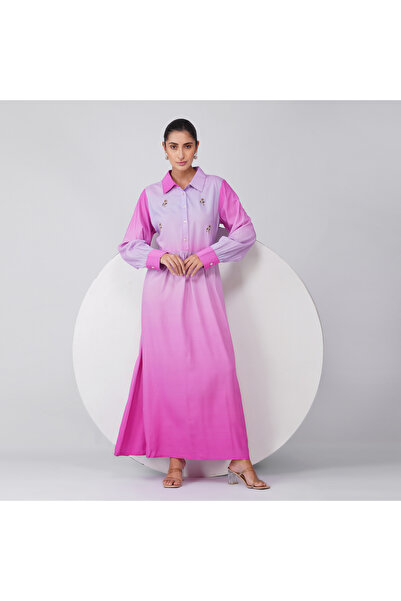 LINELLE Lavender Purple Abstract Floral Crossover Maxi Dress