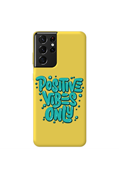 Other Samsung S21 Ultra Positive Vibes Only Yellow Colored Silicone TPU Θήκη