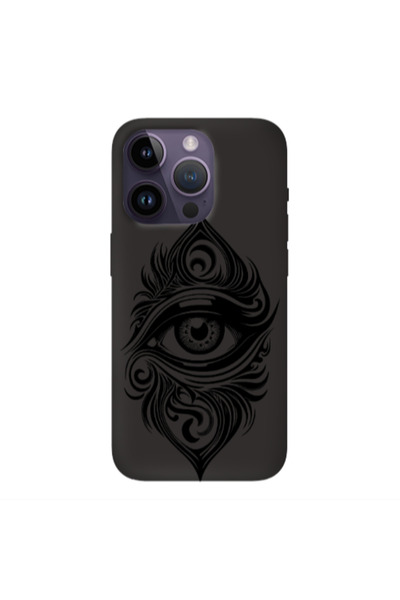 Other Apple iPhone 14 Pro Max Eye patterned drawing Black Colored Silicone TP...