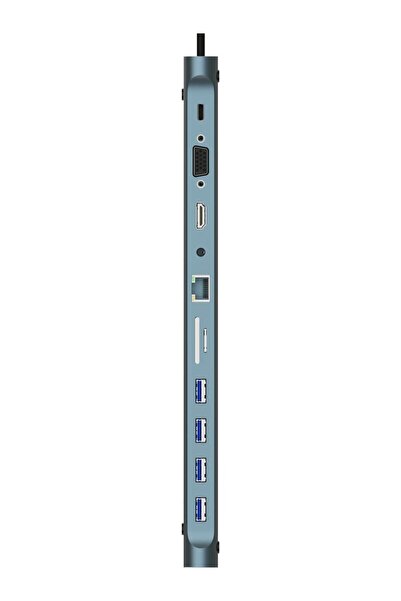 HEARTZ 11'i 1 Arada Usb-C Çoklayıcı Dock Istasyonu | 4K Hdmı, Vga, RJ45 Ethernet, Pd 100W, 4x USB 3.0, Sd/tf Kart Okuyucu, 3.5mm Ses Girişi | Alüminyum Gövde