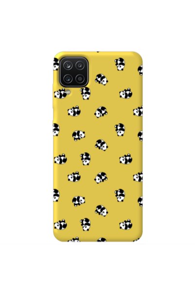 Other Samsung A12 Small Pandas Yellow Colored Silicone TPU Θήκη
