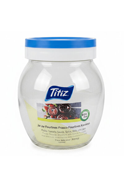Titiz Fourlines Round Glass Storage Jar with Airtight Plastic Lid – 720 ml | ...
